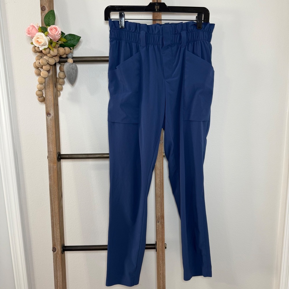 Athleta Skyline Paper Bag High Waisted Blue Pants Size 4 - Picture 2 of 10